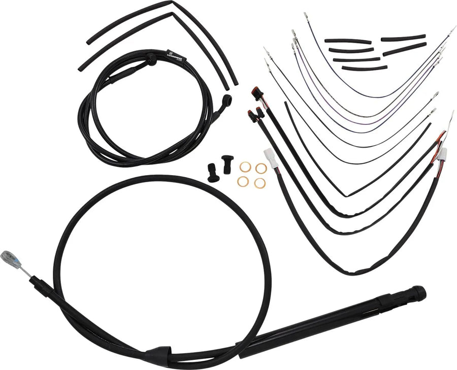 harley davidson softail street bob fxbb [BURLY BRAND] - Complete Black Vinyl Handlebar Cable/Line Kit for Ape Hangers
