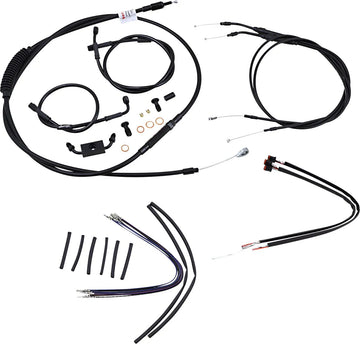 Harley-Davidson Street Bob [BURLY BRAND] - Kit complet de câbles/lignes de guidon en vinyle noir pour cintres Ape