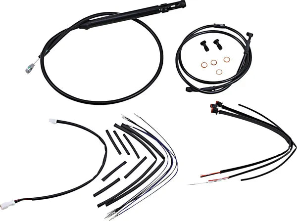 Harley Davidson FX [BURLY BRAND] – Komplettes schwarzes Vinyl-Lenkerzug/-Leitungsset für Ape Hanger