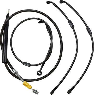 harley davidson flfb [LA CHOPPERS] - Kit de câble de guidon/conduite de frein tressé standard minuit
