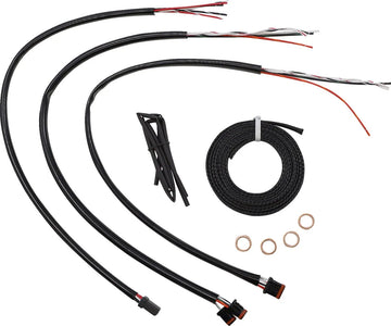 harley davidson flfb [LA CHOPPERS] - Kit complet de câbles de guidon/ligne de frein tressés minuit - 0