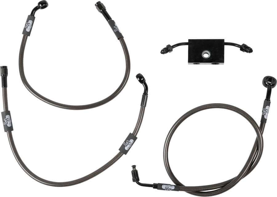 harley davidson flfb [LA CHOPPERS] - Kit de conduites de frein tressées minuit