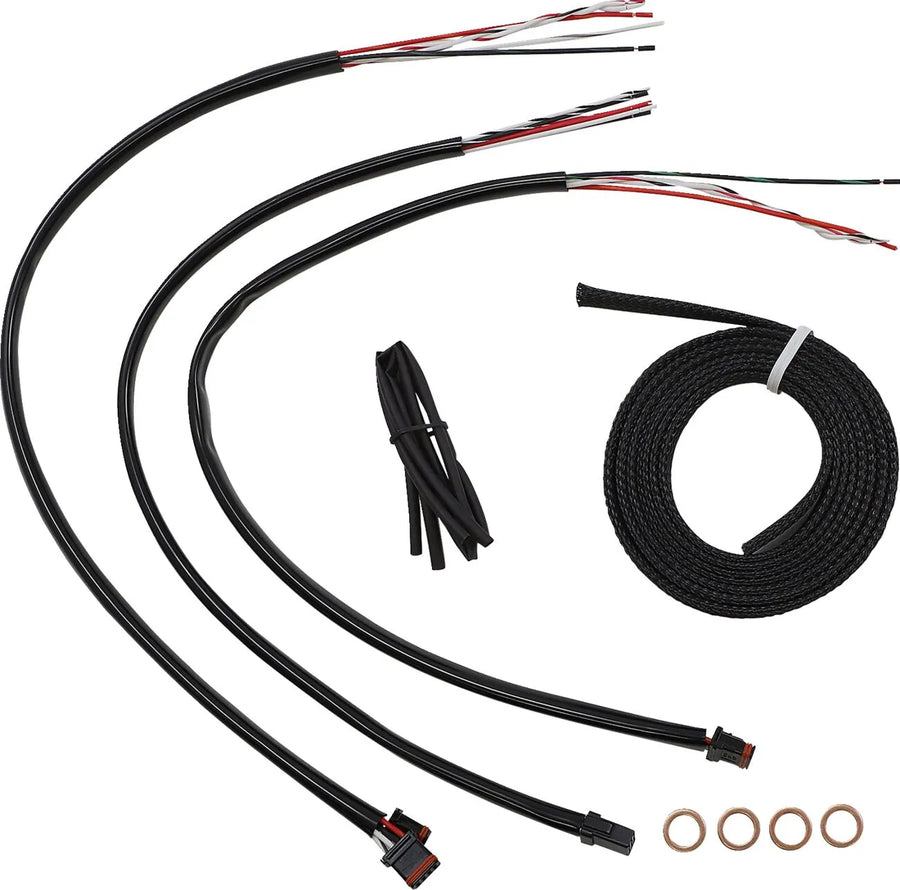 harley davidson flfb [LA CHOPPERS] - Complete Black Vinyl Braid Handlebar Cable/Brake Line Kit